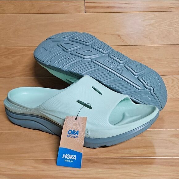 Hoka One One Ora Recovery Slide Mist Green Trellis Flip Flop Comfort Sandals - Picture 7 of 10